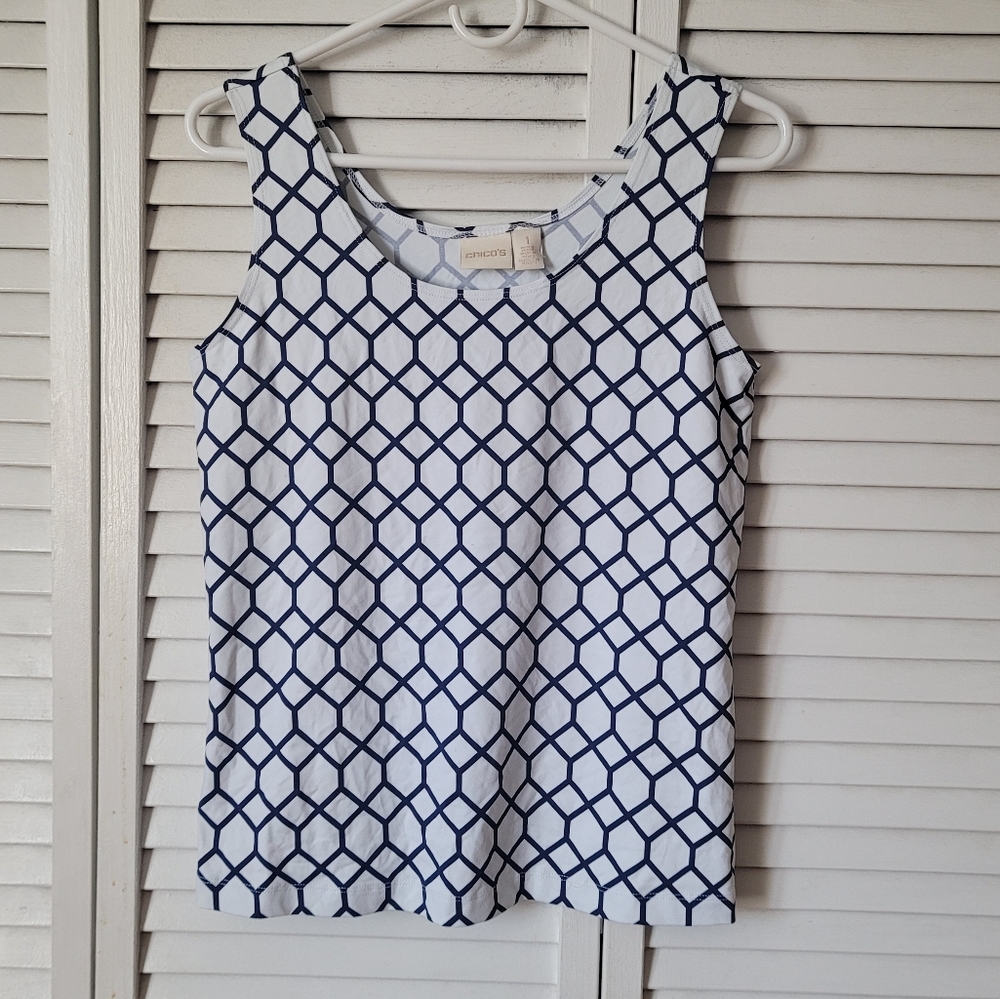 CHICO'S Honeycomb Print Basic Tank, Size Small